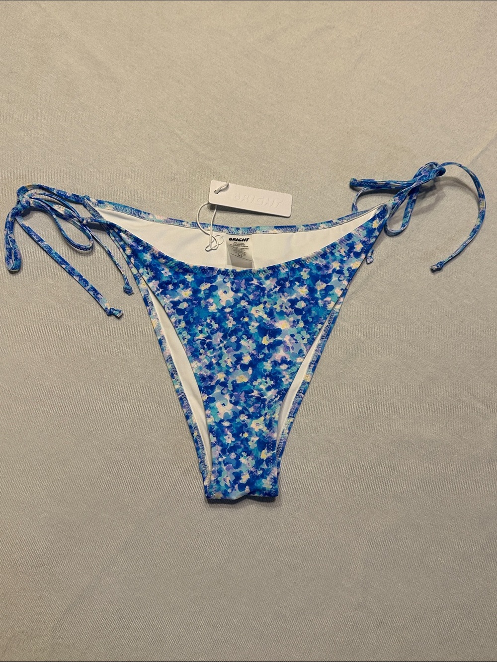 Bright Blue Floral Tie-Side Bikini Bottom